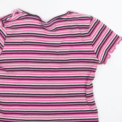 Matalan Girls Pink Striped  Basic T-Shirt Size 5 Years