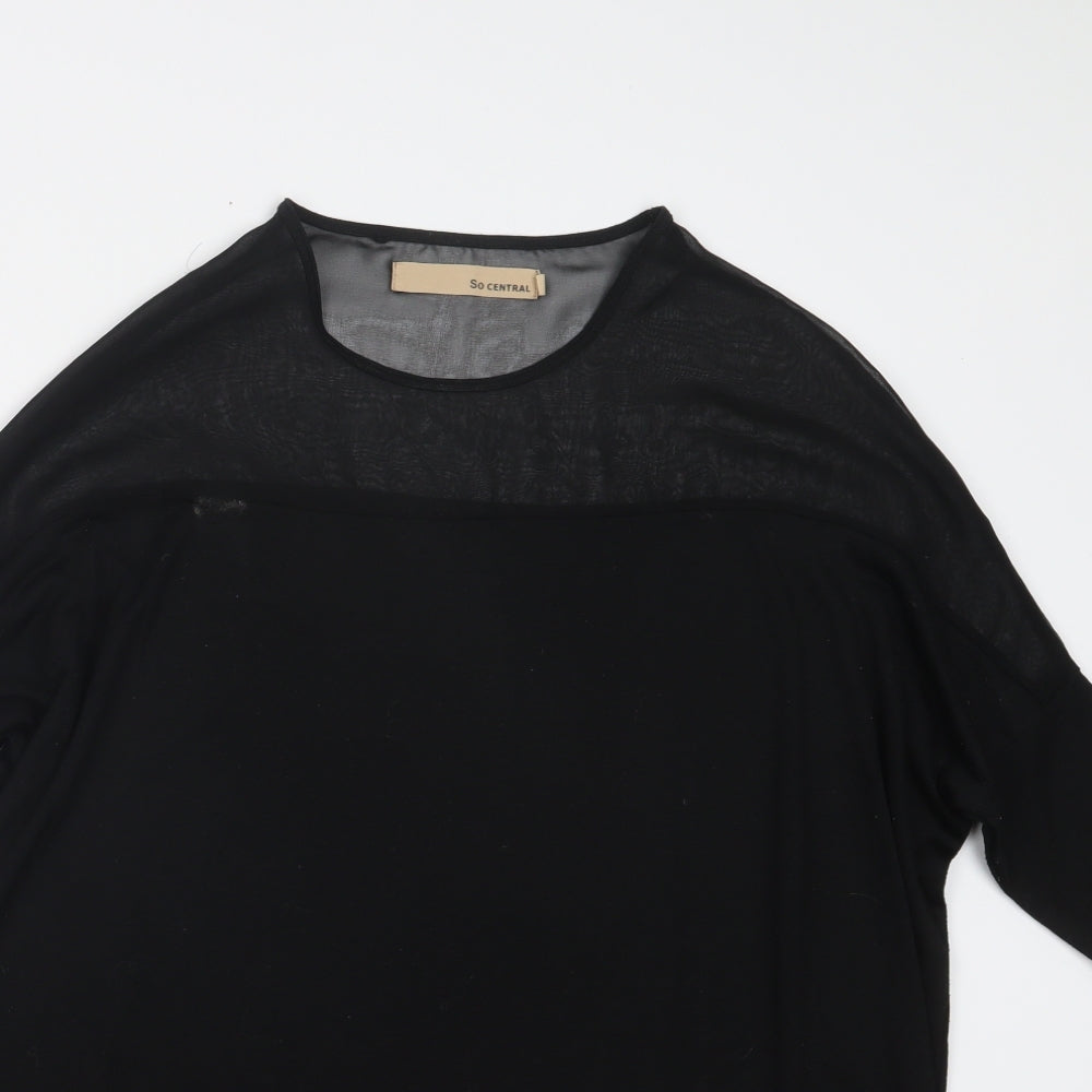 so central Womens Black   Basic T-Shirt Size XS