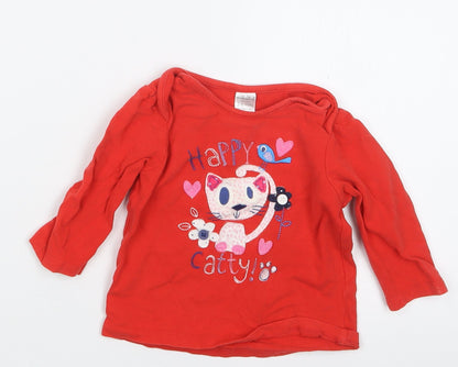 Mini Club Girls Red   Basic T-Shirt Size 3-6 Months