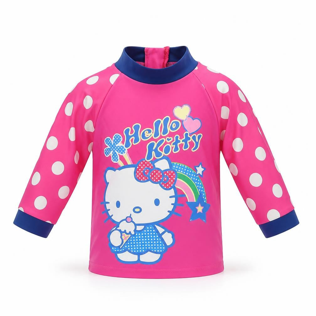 Front view of Marks & Spencer girls’ pink geometric basic t-shirt, size 6-9, months - swimming