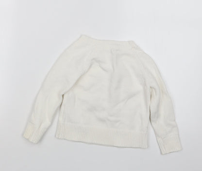 Gap Girls White  Knit Pullover Jumper Size 2 Years