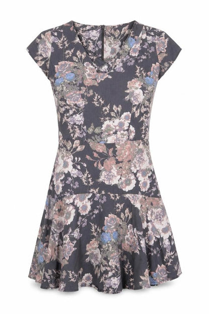 Next Womens Grey Floral  T-Shirt Dress  Size 6