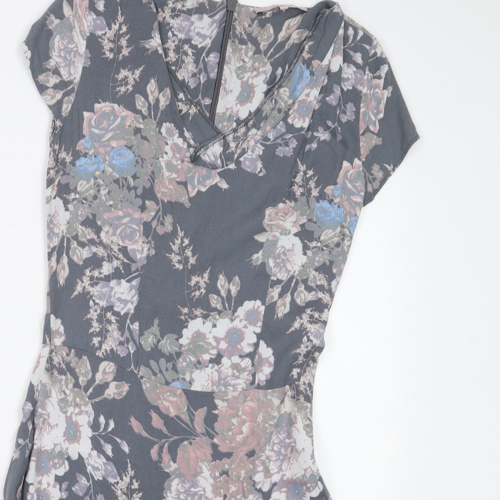 NEXT Womens Grey Floral  T-Shirt Dress  Size 6