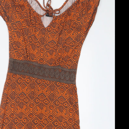 Body Flirt Womens Orange Geometric  T-Shirt Dress  Size XS