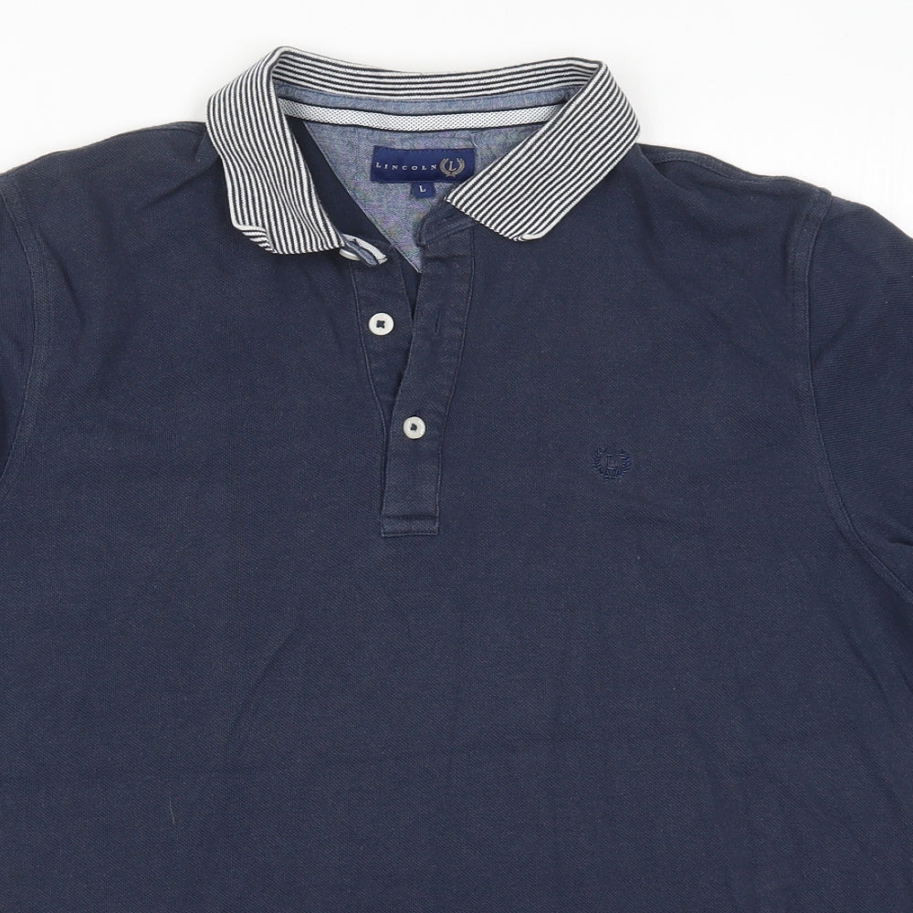 Lincoln Mens Blue    Polo Size L