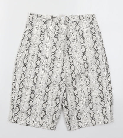 Missguided Womens White Animal Print  Hot Pants Shorts Size 6