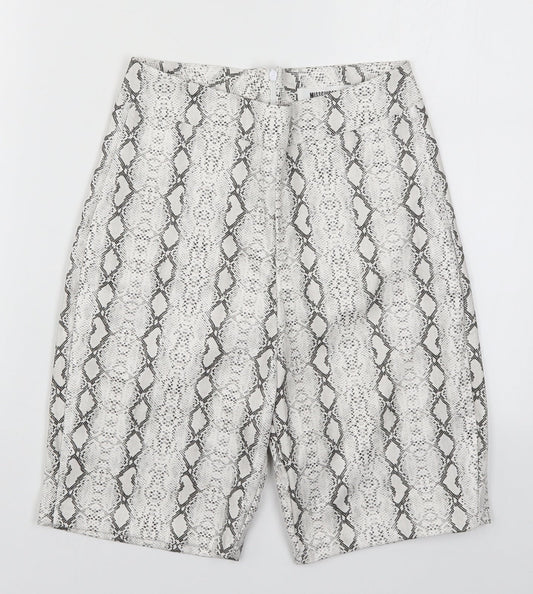 Missguided Womens White Animal Print  Hot Pants Shorts Size 6