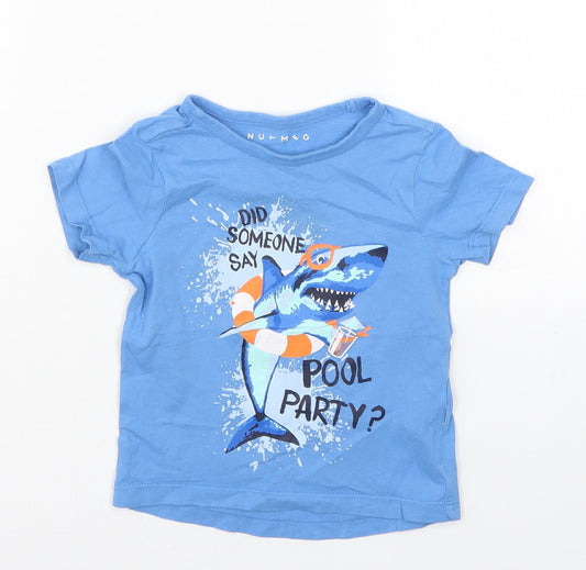 Nutmeg Boys Blue   Basic T-Shirt Size 12-18 Months  - Did Someone Say Pool Party? Sharks