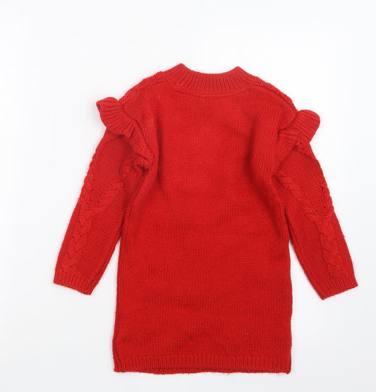 TU Girls Red  Knit Pullover Jumper Size 3-4 Years