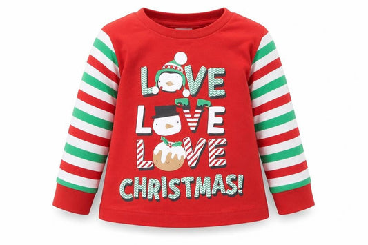 B&M Boys Red Geometric  Babydoll Pyjama Top Size 6-9 Months  - Christmas