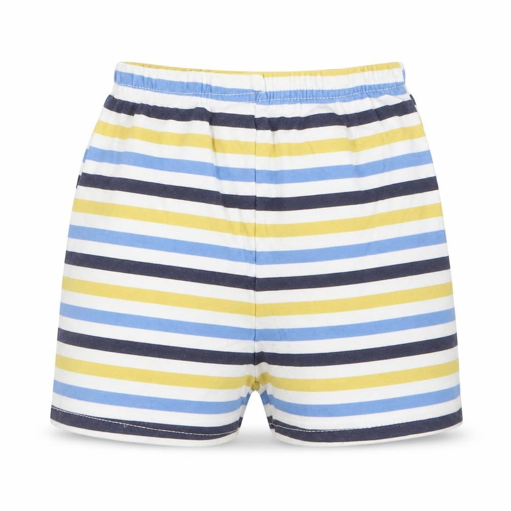 Front view of George boys’ blue striped cropped trousers, size 12-18, months