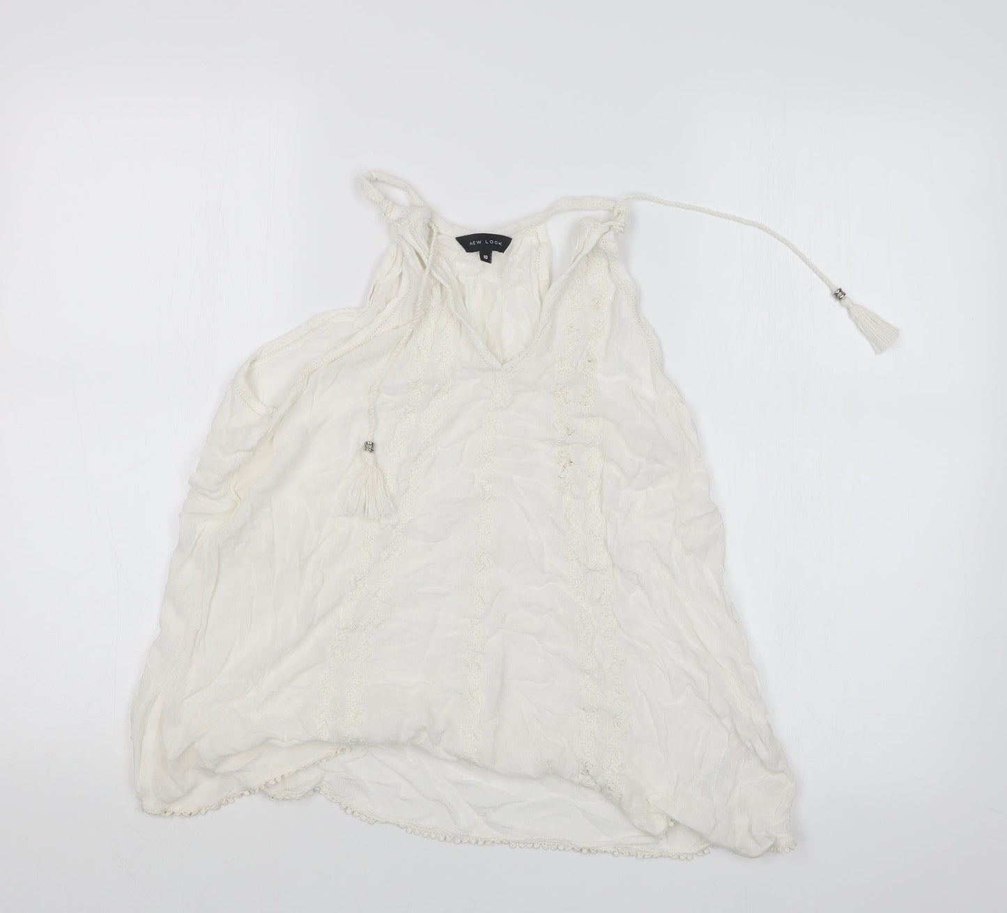 Womens UK Size 10 New Look White Basic Blouse