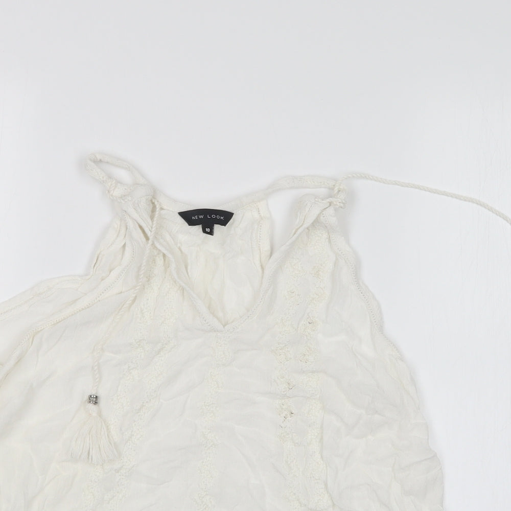 Womens UK Size 10 New Look White Basic Blouse