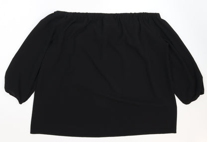 Womens UK Size M Wallis Black Basic Blouse