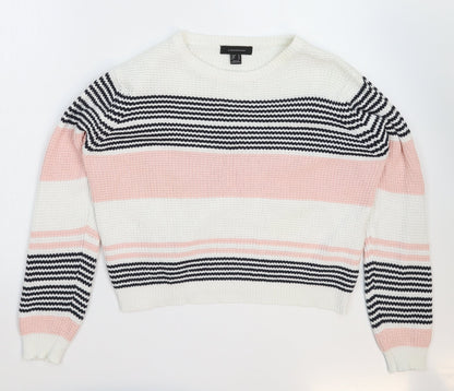 Atmosphere Womens White Striped Knit Pullover Jumper Size 12