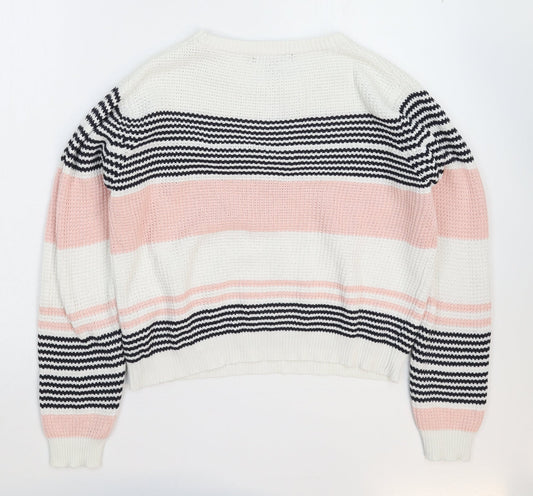 Atmosphere Womens White Striped Knit Pullover Jumper Size 12