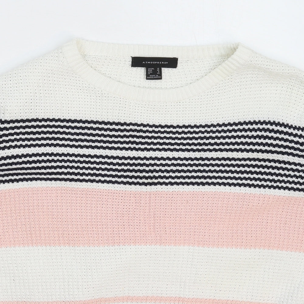 Atmosphere Womens White Striped Knit Pullover Jumper Size 12