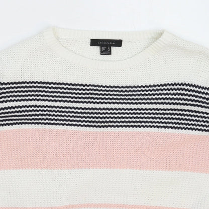 Atmosphere Womens White Striped Knit Pullover Jumper Size 12