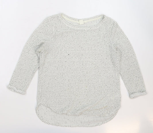 Womens UK Size XS H&M White Pullover Jumper