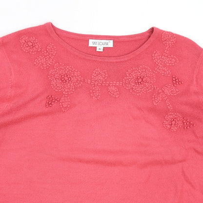 Fay Louise Womens Pink  Knit Pullover Jumper Size XL