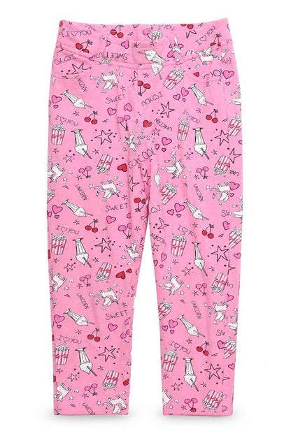 Matalan Girls Pink   Windbreaker Trousers Size 9 Months - Unicorns Milkshakes Popcorn Pyjama Pants
