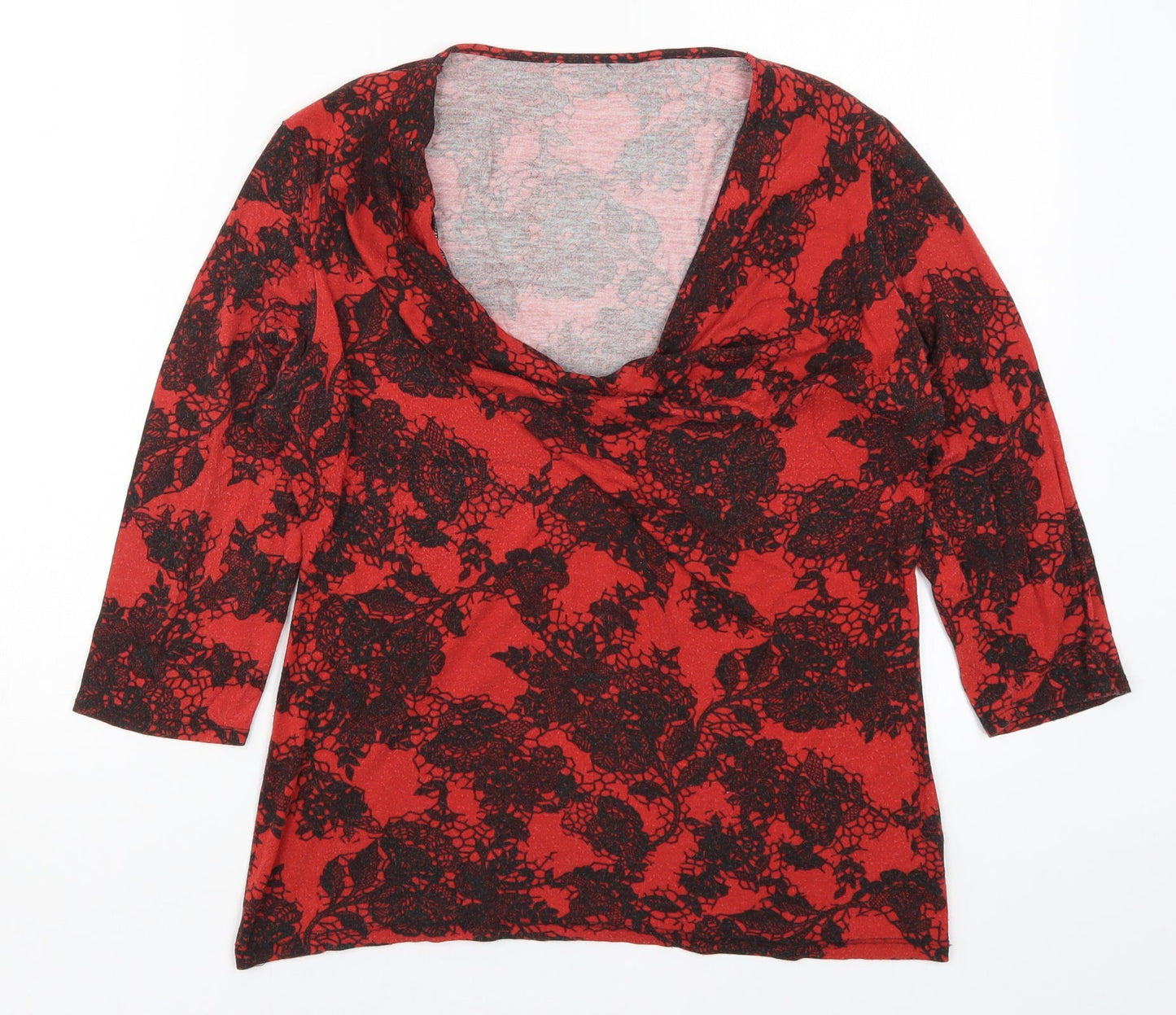 Womens UK Size 14 Preworn Red Basic T-Shirt