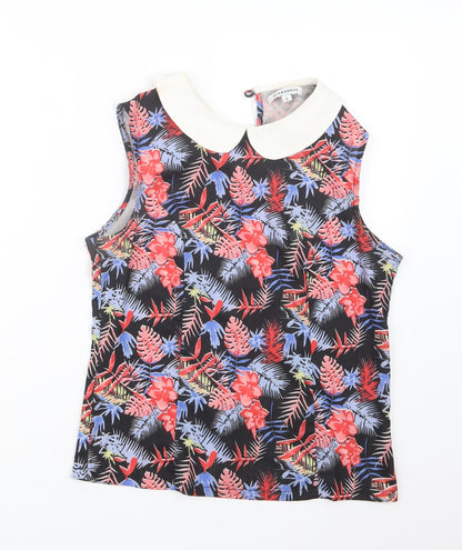 Glamorous Womens Black Floral  Basic Blouse Size S