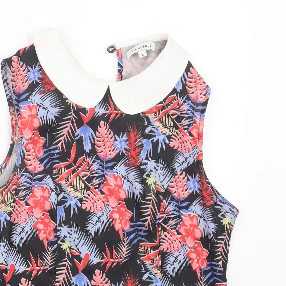 Glamorous Womens Black Floral  Basic Blouse Size S