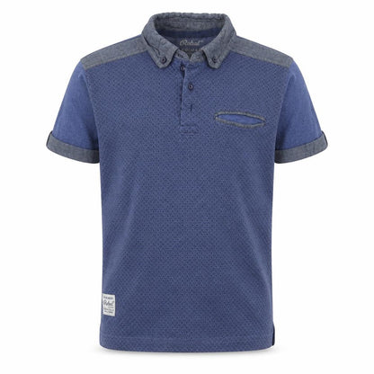 Rebel Boys Blue Geometric  Basic Polo Size 8-9 Years