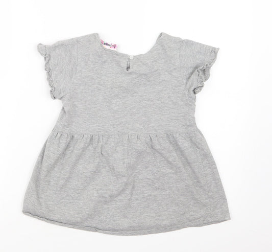 hullabaloo Girls Grey   Basic T-Shirt Size 9-10 Years
