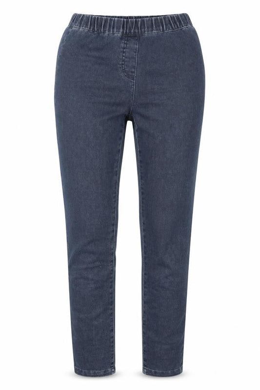 Front view of Miss Selfridge women’s blue denim jegging jeans, size UK 10, 29-inch leg