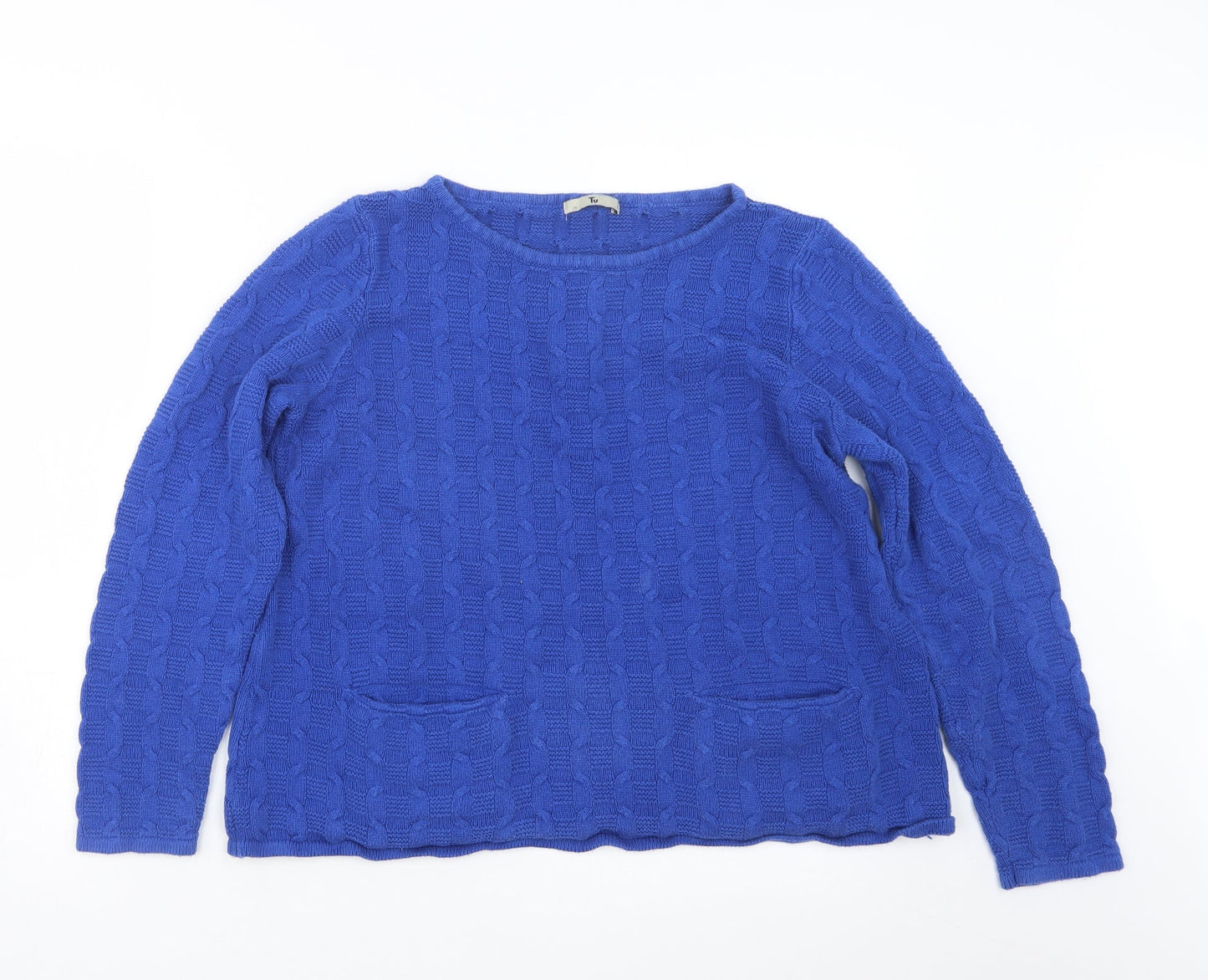 TU Womens Blue  Knit Pullover Jumper Size 14