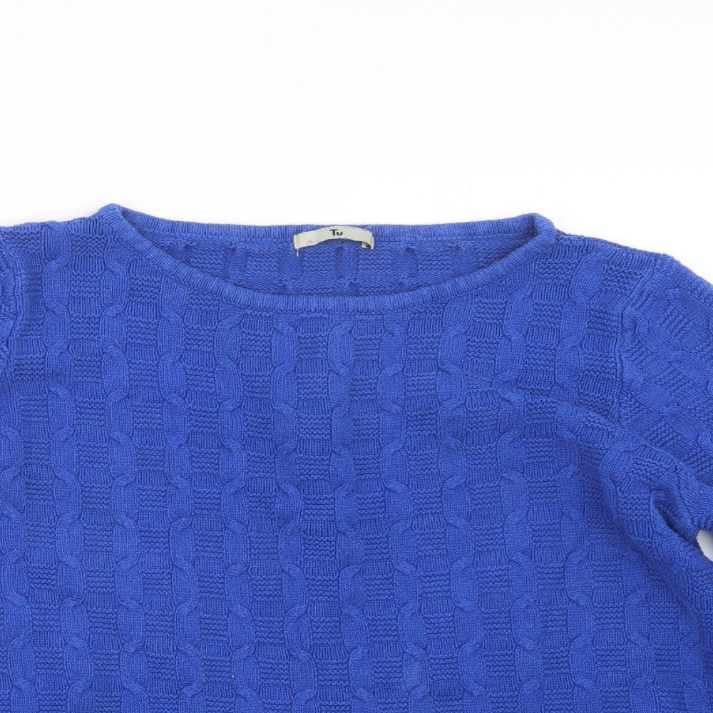 TU Womens Blue  Knit Pullover Jumper Size 14