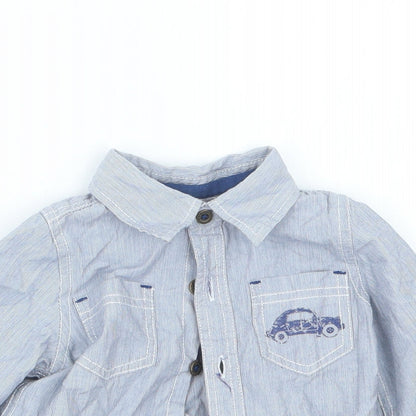 Pumpkin Patch Boys Blue Striped  Basic Button-Up Size 6-9 Months