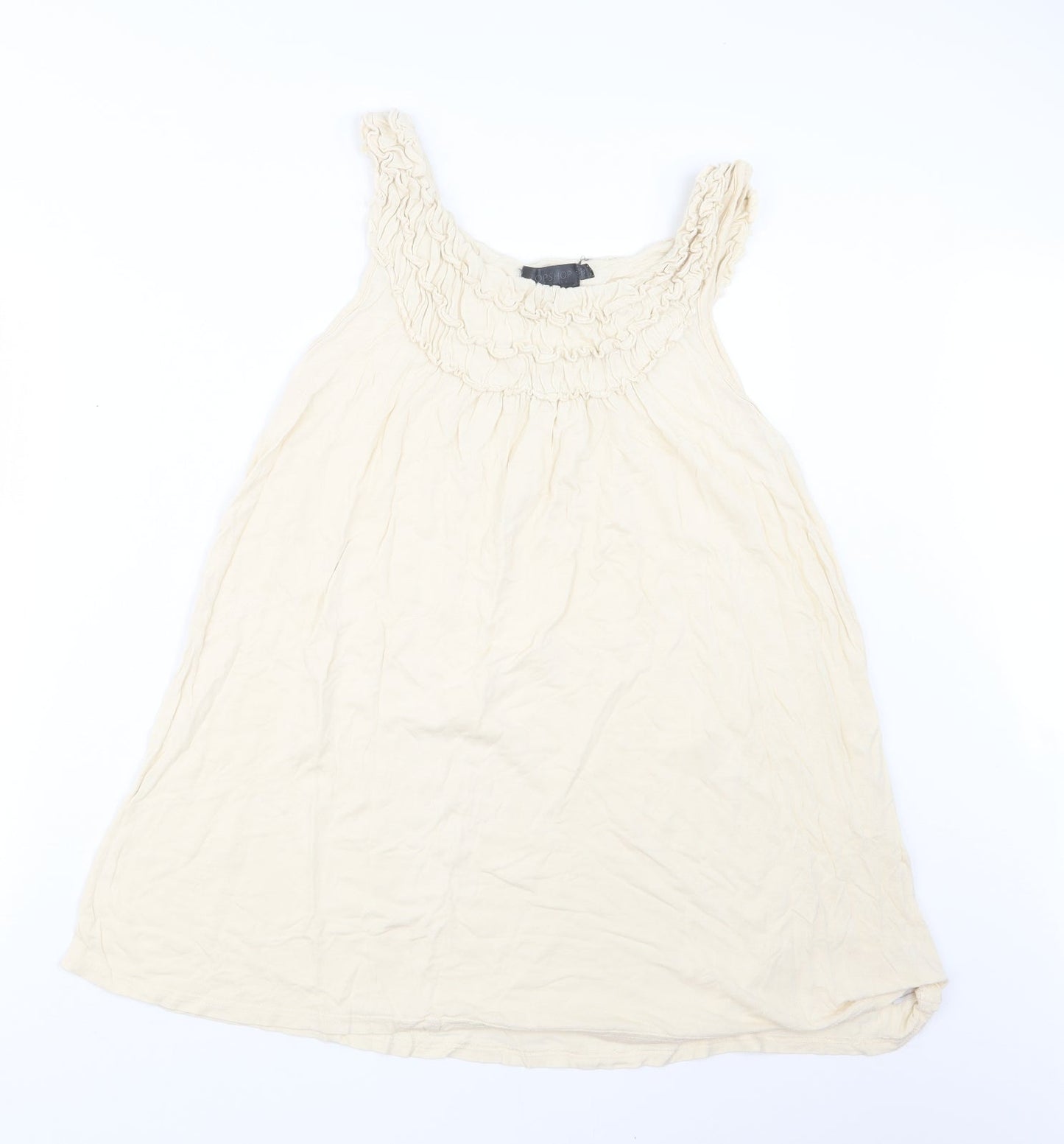 Womens UK Size 14 Topshop Beige Basic T-Shirt