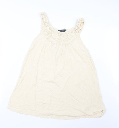 Womens UK Size 14 Topshop Beige Basic T-Shirt