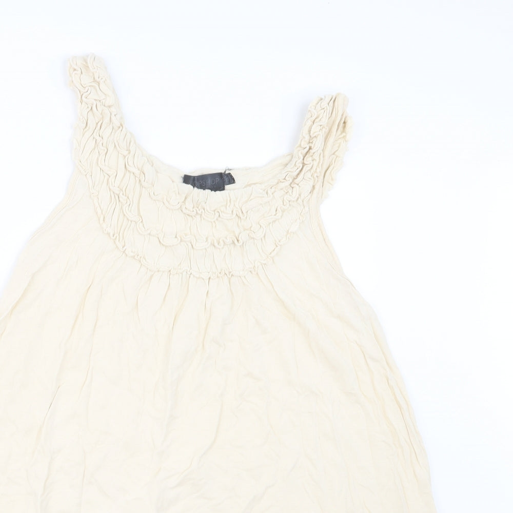 Womens UK Size 14 Topshop Beige Basic T-Shirt