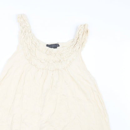 Womens UK Size 14 Topshop Beige Basic T-Shirt