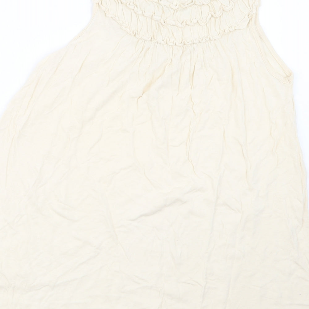 Womens UK Size 14 Topshop Beige Basic T-Shirt