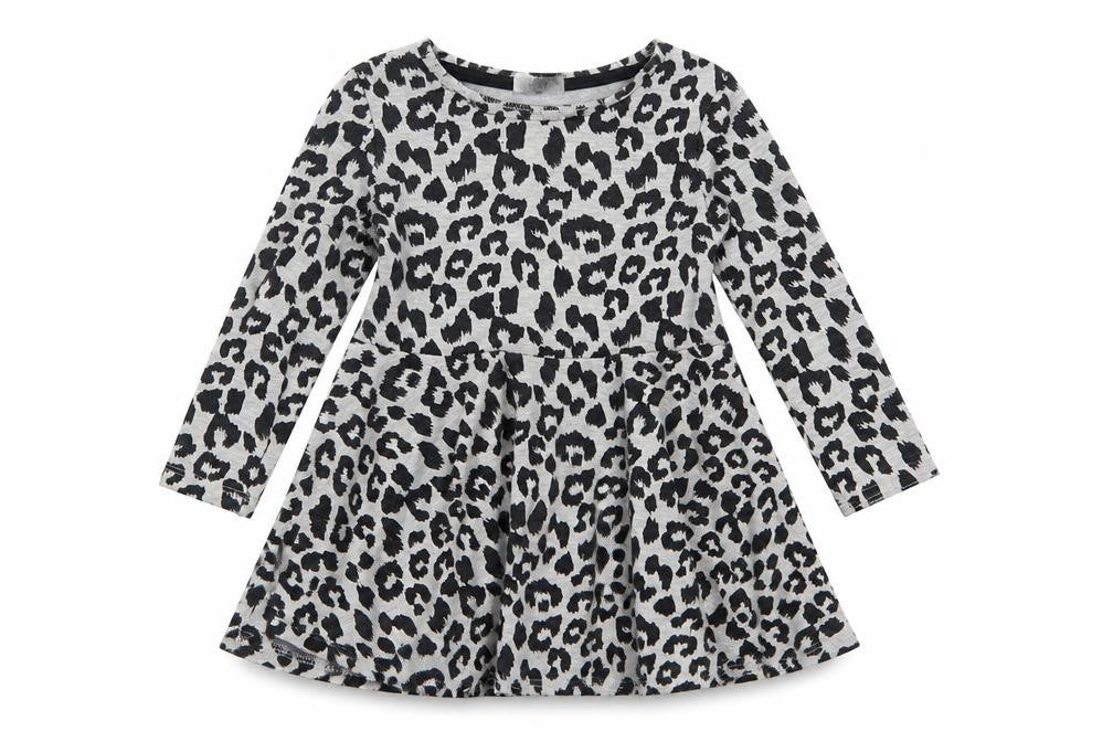 F&F Girls Grey Animal Print  T-Shirt Dress  Size 12-18 Months