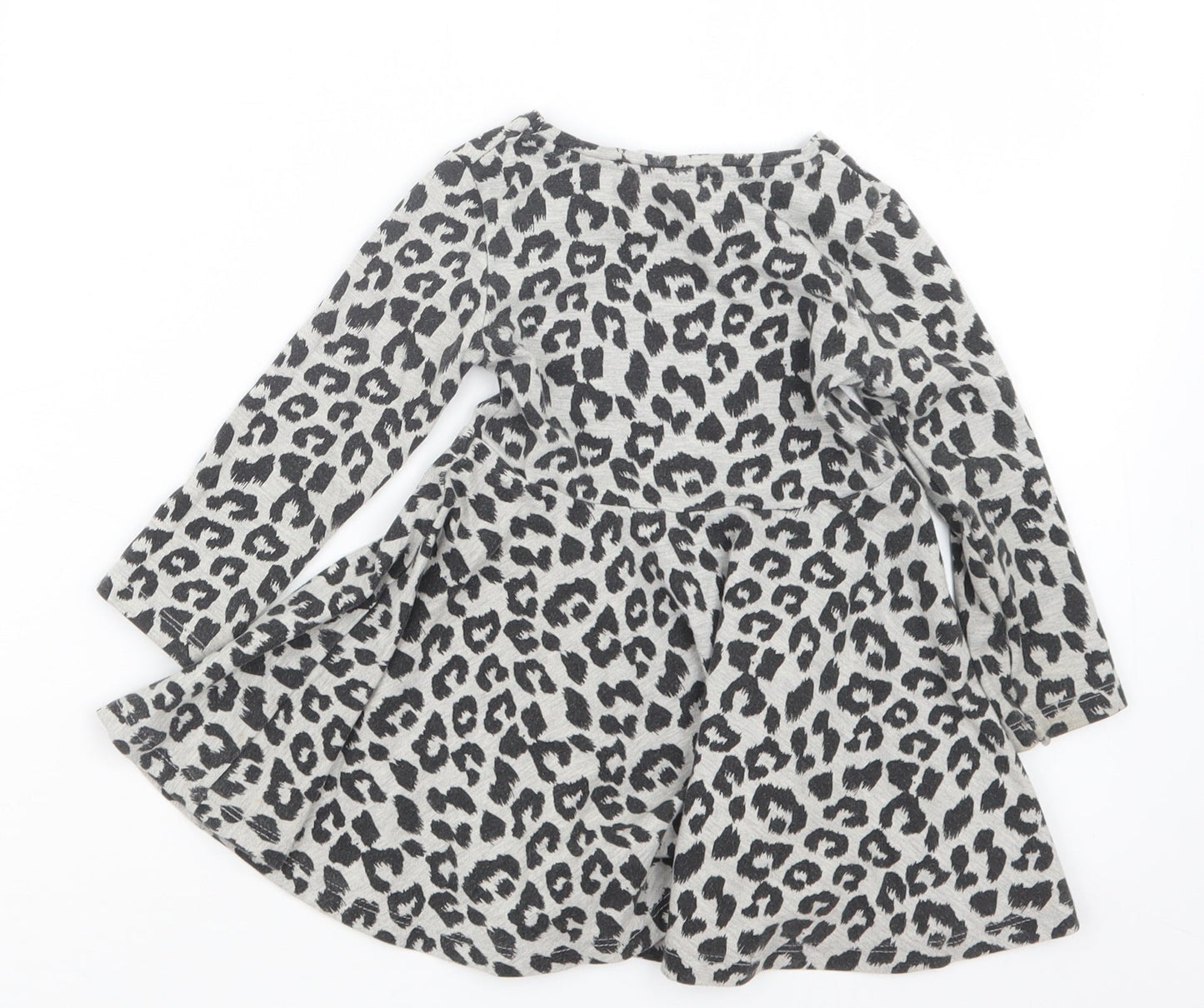 F&F Girls Grey Animal Print  T-Shirt Dress  Size 12-18 Months