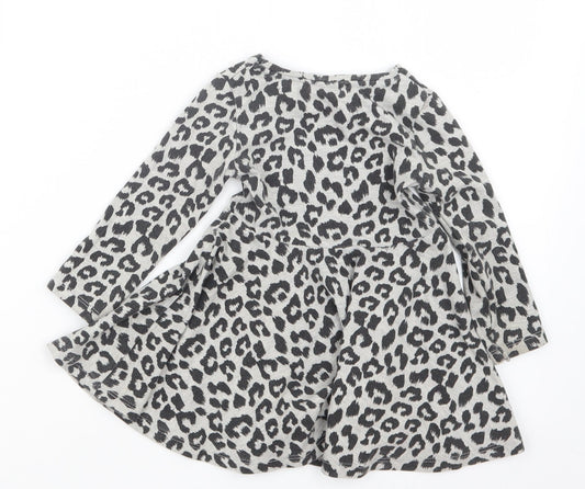 F&F Girls Grey Animal Print  T-Shirt Dress  Size 12-18 Months