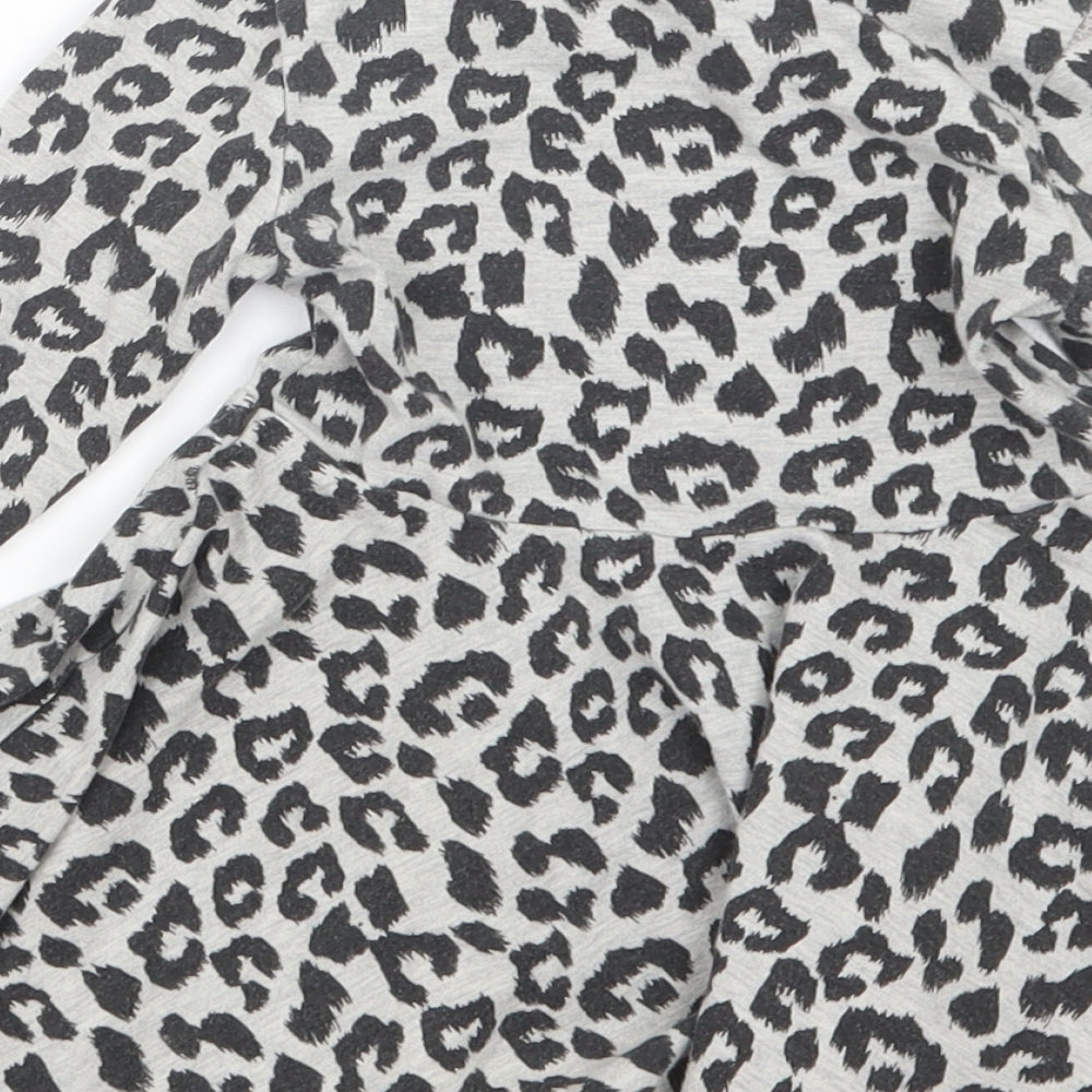 F&F Girls Grey Animal Print  T-Shirt Dress  Size 12-18 Months