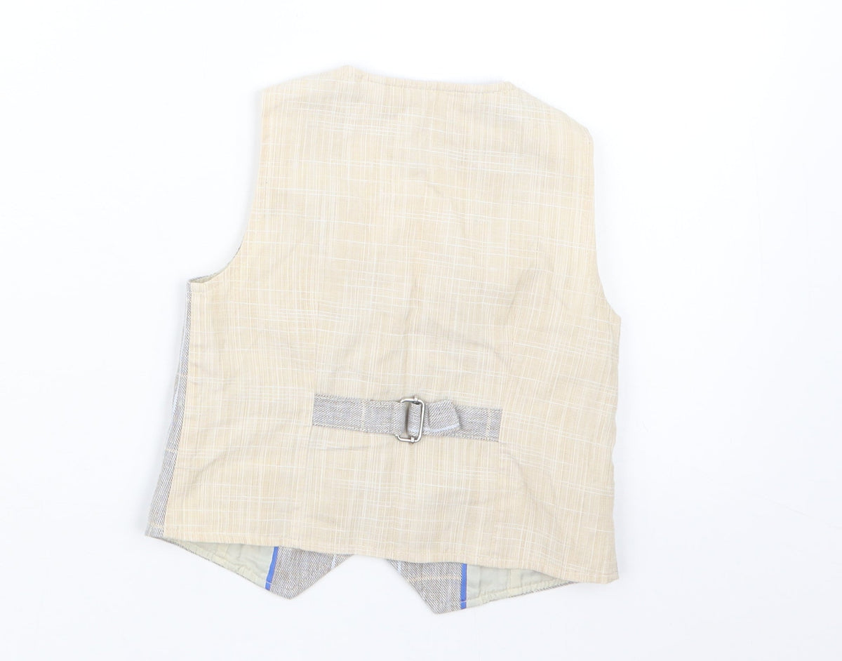 Next Boys Beige Check  Jacket Waistcoat Size 12-18 Months