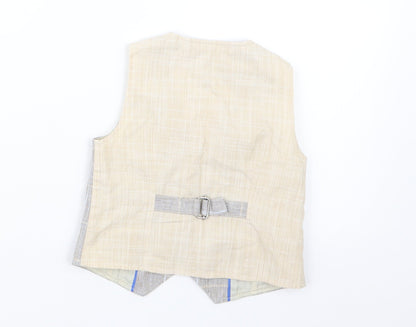 Next Boys Beige Check  Jacket Waistcoat Size 12-18 Months