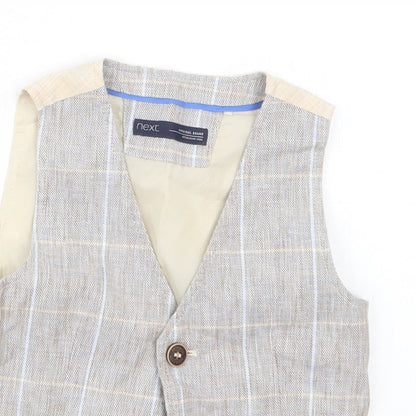 Next Boys Beige Check  Jacket Waistcoat Size 12-18 Months