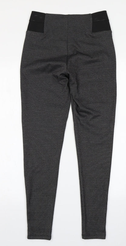 F&F Womens Black Chevron  Capri Leggings Size 8 L26 in