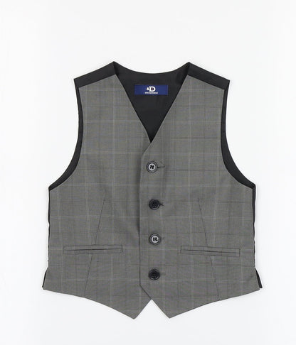Duck & Dodge Boys Grey Plaid  Jacket Waistcoat Size 4 Years