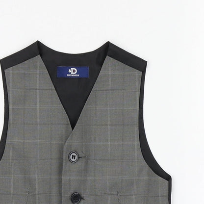 Duck & Dodge Boys Grey Plaid  Jacket Waistcoat Size 4 Years
