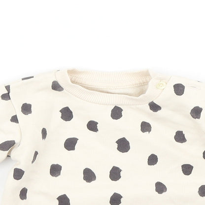 M&S Girls Beige Animal Print  Basic T-Shirt Size 0-3 Months